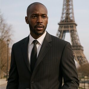 Monsieur By Givenchy Blazer Black Satin Trim Pinstripe All Wool Size 50R